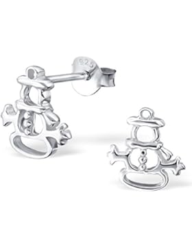 JAYARE Kinder-Ohrstecker Schneemann 925 Sterling Silber 9 x 9 mm silber Ohrringe