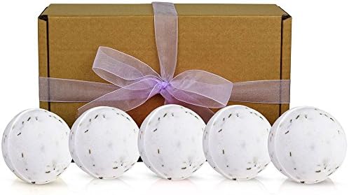Bath Bombs Gift Set - Handmade in UK - 5 x 210g Mega Fizzies with Essential Oils Natural Aromatherapy Gifts Set (Lavender)