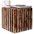 Inception Global Mywoodkart Square Wooden Stool Natural Wood Logs Best Used As Bedside Tea Coffee Plants Table For Bedroom Living Room Outdoor Garden Furniture Pre-Assembled - 12X12X12 Inch - Brown