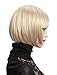 Tsnomore Short Straight Mix Color Fashion Full Bangs Soft Touch Bob Women Wig (Light Blonde)