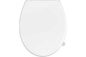 SREWOHS PRO Tapa WC Forma O, UF Asiento de Inodoro de Cierre Suave, No amarillea, Liberación Rápida para una Fácil Limpieza, Tapa de Vater con Cierre Suave, Tapa de WC Duroplast, Blanco