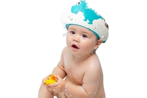 FUNUPUP Baby Shower Cap, Kids Shampoo Shower Bath Cap Adjustable Hair Washing Shampoo Shield Baby Visor for Eyes and Ears Protector Blue