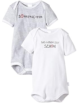 Schiesser Baby-Unisex Kurzarm-Body 2er Pack weiß grau