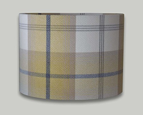 Balmoral Ochre Grey Yellow Tartan Check Drum Lampshade 20cm 25cm 30cm 35cm 40cm 50cm 60cm 70cm Lamp Shade Lightshade