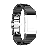 Für Fitbit Charge 2 Armband Rosa Schleife® Smart Watch Band Edelstahl Keramik armbänder Wrist Strap Uhrenarmband mit Schmetterlings Metallschließe und Schnalle Ersatzarmband Replacement Wristband für Fitbit Charge 2 Smart Fitness Watch Zur Herzfrequenz und Fitnessaufzeichnung - 3