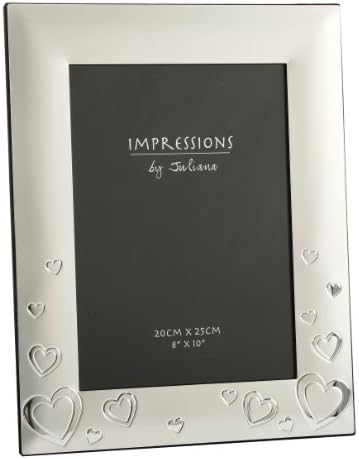 Juliana Photo Frame 2 Tone Silverplated Hearts 8" x 10"