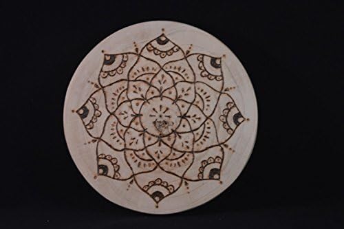 Found Wood Crystal Grid with pyrography mandala design