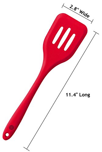 Pure Vie(TM) Küchen Schlitzwender Pfannenwender aus Silikon – 33cm lang – Rot - 7