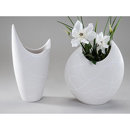 Vase Dekovase SAMUNGA Keramik creme weiß matt rund H. 26cm Formano - 2