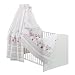Produktbild Kinderbett Classic-Line Weiss 70x140 cm, inklusive Umbaukit, Bett-Set Banjo Pink, Matratze und Himmelstange