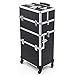 Mollycoddle 33 Inch Black Make Up Cosmetic Beauty Trolley Case w/ 4-360 Degree Rotating Wheels