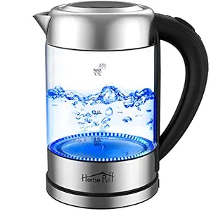 Home Puff 2200-Watt Electric LED Glass Cordless Kettle 1.7L - Silver