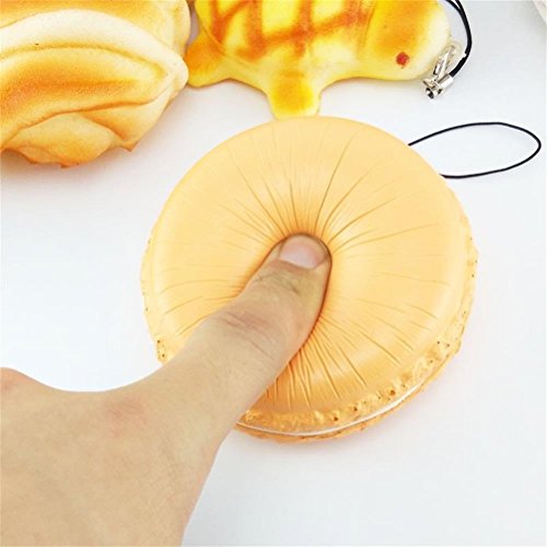 Welecom Squishy Toys,Cute Slow Rising Squishies Phone Charms,Stress Relief Super Soft Macaroon Hamburg 5.5CM(Random Delivery)