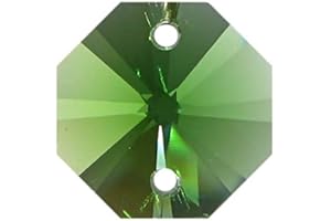 AMBROS - KRISTALL 35x Regenbogenkristall Octagon 14mm 2 Loch Smaragd ~ Grün Gelb K9 ~ Feng Shui Kronleuchter Lüster