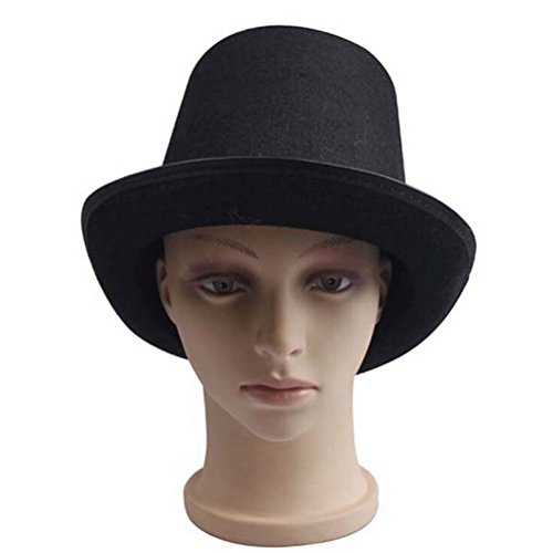 UEETEK Schwarzer Filz Hut Fedora Hut Zauberer Hut Dress Up Hut lustige Partyhüte Kostümzubehör (schwarz) - 4