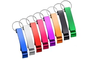 PMELCXD 8 Pièces Décapsuleur Avec Porte-Clés,Mini Ouvre-Bouteille Bière Porte-Clé Couleur Ouvre Bouteille En Alliage D'Aluminium Ouvre-Bouteille Facile À Manipuler Métal Décapsuleur