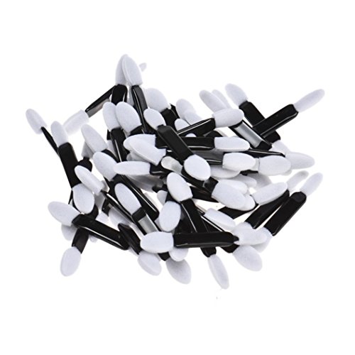 Preisvergleich Produktbild feiXIANG 50pcs lidschatten schwamm bürsten kosmetischen werkzeug Doppelschwamm Lidschatten-Stick to go travel Make-up Pinsel Kleiner Lidschattenpinsel (schwarz)