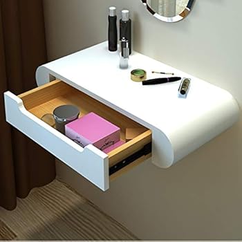 EBTOOLS Wandregal mit Schublade, Weißes Schweberegale Wandboard