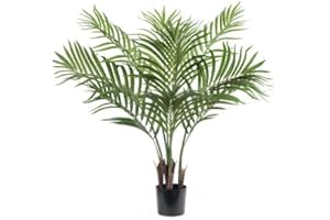 Leflos 90 cm Palmera Artificial Dypsis Lutescens, Planta de Interior sólo con 9 Troncos Desmontables, decoración para Oficina, Tienda, Piso y Fiesta, 1 Pieza