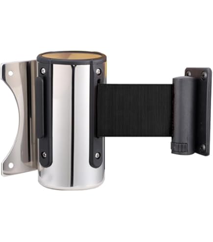 Barriera Retrattile In Acciaio Per Controllo Folla - Nastro Rosso Da Parete 5m, Per Esterni/Interni - Foto 2