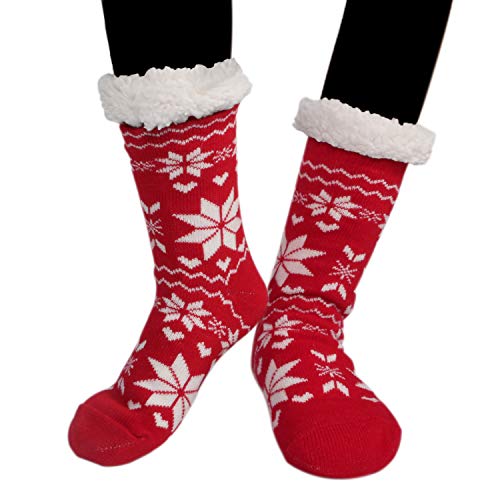 Preisvergleich Produktbild Hüttensocken,Emooqi Stoppersocken Hausschuhe Startseite Socken Stricken Casual Rutschfeste Socken Bequeme und Atmungsaktive Thermische Socken für Dicke Wintersocken Täglichen Verschleiß