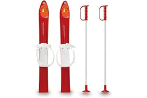 Jamara 460385 red 460385-Snow Play Cross-Country 1st Step 60cm Aerodynamic Construction, Extra Safe and Adjustable Fastening Loops, Ski Poles 60 cm