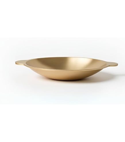 P-TAL Patila In Ottone Puro Per Cucina, 5 Litri, Pentola Indiana Tradizionale Con Coperchio, Fondo Rotondo, Interno Stagnato, Adatta Per Latte, Biryani E Curry - 2