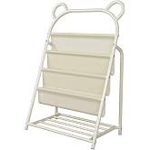 Glazeus Metal Ayıcık &Ccedil;ocuk Kitaplığı, Beyaz &Ccedil;ocuk Raf, Kitap ve Oyuncak D&uuml;zenleyici