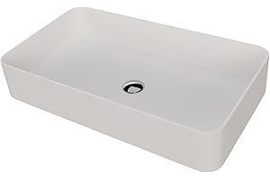 LEMONBATH - Lavabo Sobre Encimera Rectangular Blanco Mate - Medidas 61 x 34,5 x 11 cm - Lavabo con Valvula Lavabo - Lavabo Muebles de Baño - Lavabo de Ceramica - Lavamanos para Grifo Lavabo Alto