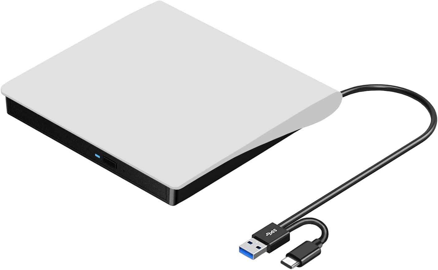 NEXSA External DVD Drive, USB 3.0 Type-C CD Burner Portable CD DVD +/-RW Optical Drive Slim CD DVD ROM Rewriter CD/DVD Player Writer Reader for Laptop Desktop MacBook PC Windows Linux Mac OS (White)