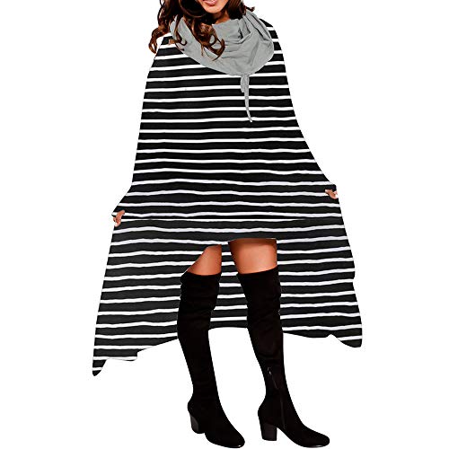 Preisvergleich Produktbild Sannysis Damen Pullover Langarmshirt Elegant Frauen Lose Hoodie Lange Kapuzenoberteile Damen Sweatshirt Pullover Asymmetrische Bluse