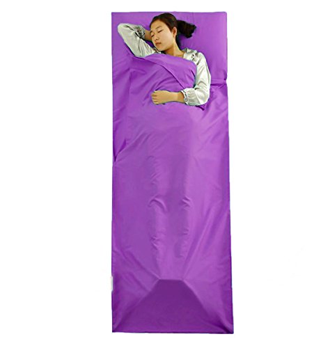 Hi Suyi ligero portátil única hoja de Sleepsack Camping saco de dormir Liner para Campamento al Aire Libre albergue aviones tren viaje 210 x 75 cm, morado