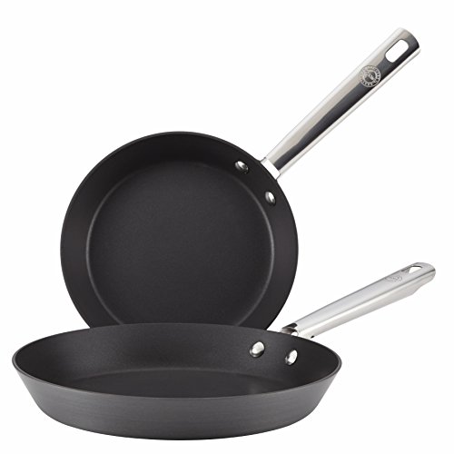 Anolon Professional Hard Anodised Fry Pan Twin Pack, Black, 20 - 28 cm, Set of 2