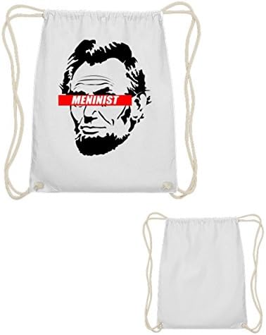 Abraham Lincoln Meninist Bag White Made From 100% Cotton, Premium Quality – Lifestyle Cool Printed Gymsac Hipster Gym Bag Which Is Not Available On The High Street Bag Sack Gym Sack Sports Bag