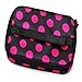 JACKY Wave Dot Case Makeup Double Cosmetic Hand Bag Tool Storage Toiletry (Black hot pink)