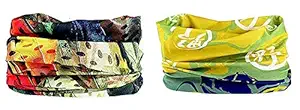 Suryavanshi World Bikers Motorcycle Riding Neck Face Mask Protection Tube Head Bands Unisex Head Wrap Bandana || Multi Colour|| Pack of (2)