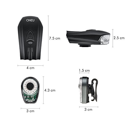 ONEU LED Fahrradlicht Set, USB Wiederaufladbare LED Fahrradbeleuchtung Set ,Mini LED Frontlicht und Rücklicht, Stvzo Standard Genehmigt Fahrradlampe Set - 6