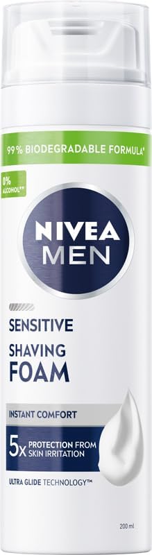 NIVEA MEN Sensitive - Schiuma da barba lenitiva da uomo, 200 ml