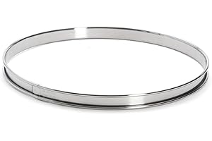 De Buyer - Cercle à tarte rond en inox à bord roulé - 28 x 2 cm - Surface Lisse, Démoulage Facile, Pour des Résultats Sans Défaut et Délicieux, Argent