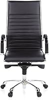 Hjh Office Parma 20 Si&egrave;ge de bureau type fauteuil de direction - Cuir v&eacute;ritable et fin - Noir Chrom&eacute;