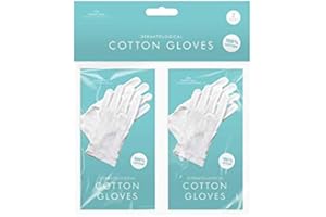 Play-tec White Cotton Gloves (2 Pack) 17cm x 9cm x 1.5cm - Comfortable Hand Protection & Stylish Design, Ideal for Skin Therapy & Overnight Cream Absorption
