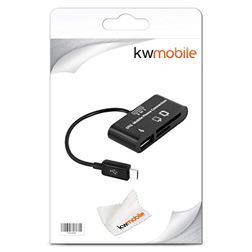 kwmobile 3in1 Micro USB OTG Kabel Adapter für Amazon Kindle Fire HD 7 (2014) – Card Reader Tablet Kartenleser Anschluss für USB 2.0 / SD Karte / Micro SD Karte in Schwarz - 4