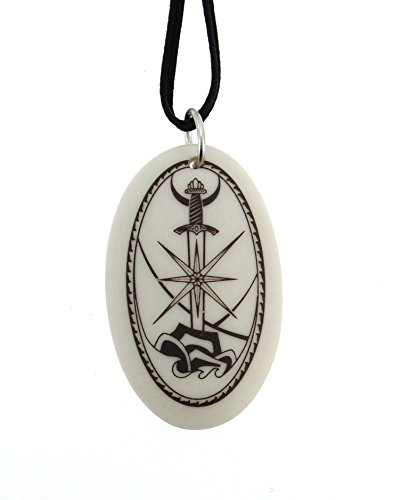 Handgemachte Excalibur Oval Porzellan Anhänger (auf schwarzer Schnur)
