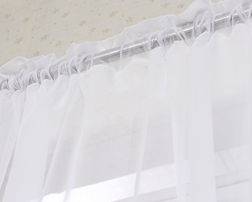WOLTU VH5511ws Gardine Vorhang transparent mit 50mm KRÄUSELBAND Stores Schal Fensterschal Dekoschal Voile 140×245 cm Weiß - 7
