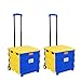 Produktbild WOLTU EW4806gb-2 2er Set Einkaufswagen Einkaufstrolly Einkaufshilfe Shopping Trolley Korb Klappbox Transportwagen mit Deckel Blau-Gelb bis 35kg