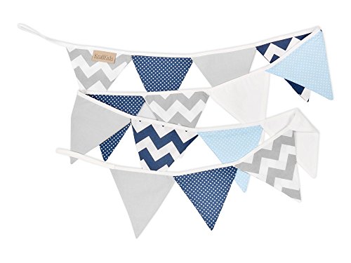 KraftKids Dekoration Wimpelkette Chevron dunkelblau grau weiß - 2