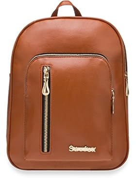 elegante Damentasche kleiner Rucksack mit Taschen braun