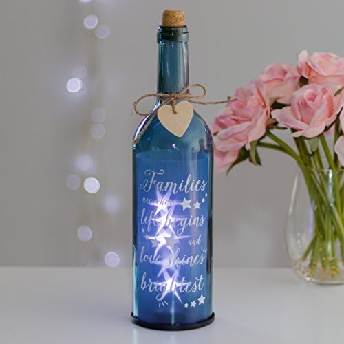 Families are where life begins Blue LED Light Up Bottle