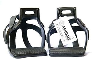 AMIDALE SPORTS AMIDALE ALUMINIUM ENDURANCE FLEX RIDE CAGED SAFETY HORSE STIRRUPS BLACK BNWT