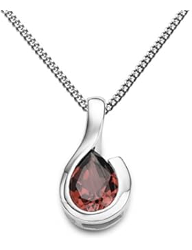 MIORE Damen-Kette mit Anhänger 375 Weißgold rhodiniert Rubin rot Tropfenschliff 45 cm - MG9247N